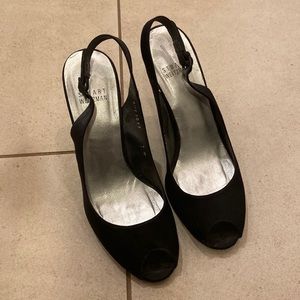 Stuart Weitzman black peep toe dress sandal, size 7